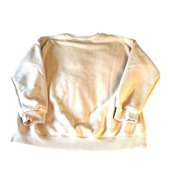 Snoopy Crewneck Beige Fall Leaves Graphic Embroidered Lined Sweatshirt - Picture 14 of 15